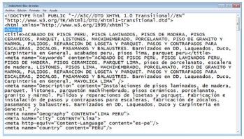 Optimización código fuente pagina web